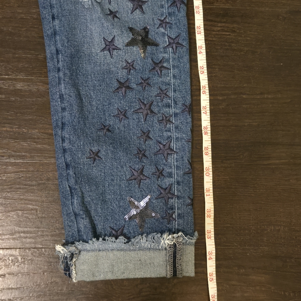 Anthropologie Pilcro and the Letterpress Embroidered Star Slim Boyfriend jeans. - Picture 9 of 10